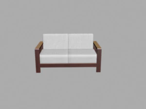 wood sofa double seat 3D Model