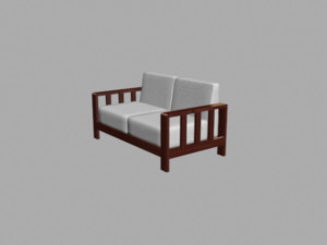wood sofa double seat Modelo 3D