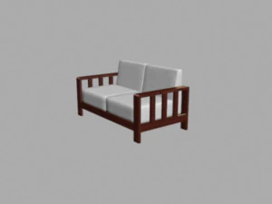 wood sofa double seat 3D Model