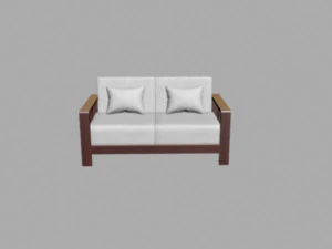 wood sofa double seat 3D Model