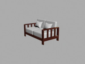 wood sofa double seat 3D Model
