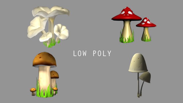 mushroom bundle Modèle 3D .c4d .max .obj .3ds .fbx .stl .blend 