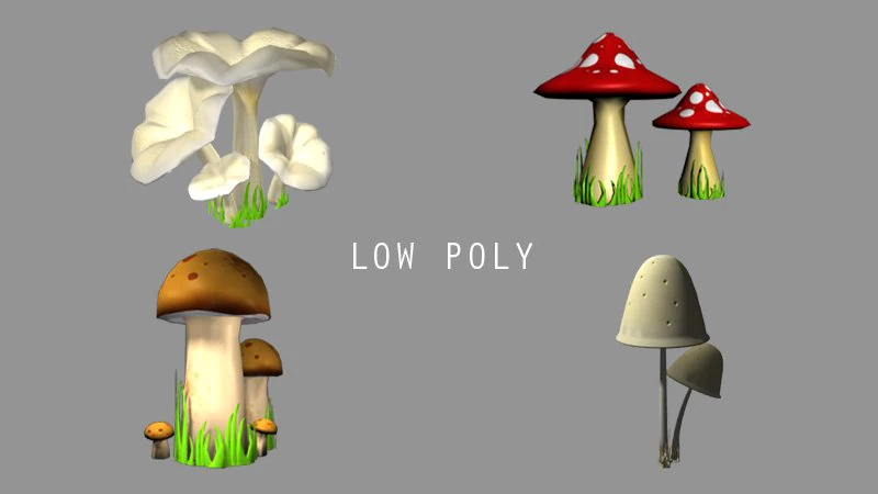 mushroom bundle 3D Model .c4d .max .obj .3ds .fbx .stl .blend 