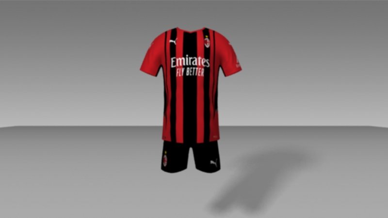 3D model Football Jersey full outfit AC Milan Team VR / AR / low-poly