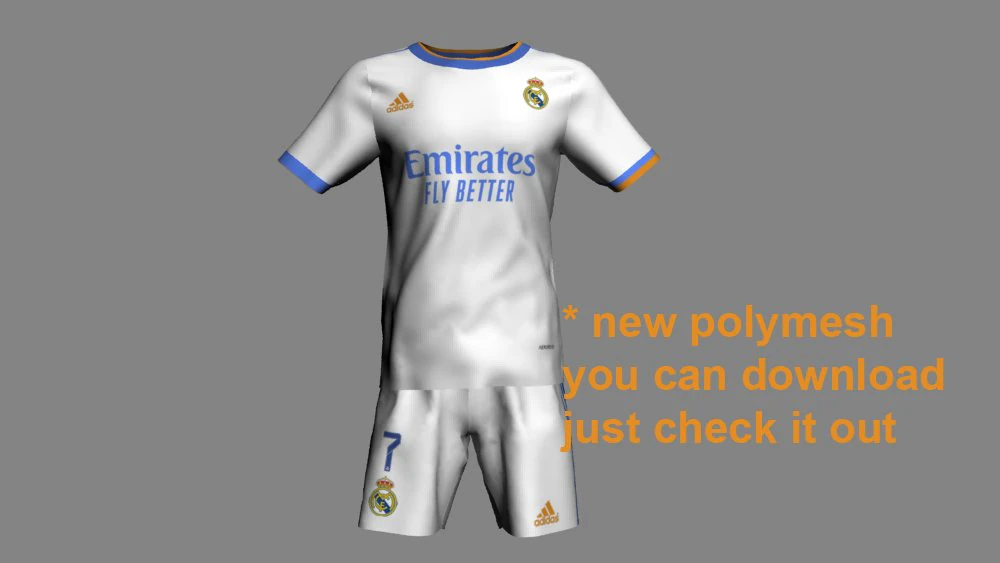 Real madrid jersey 2021-2022 3D Model .c4d .max .obj .3ds .fbx .stl .blend 