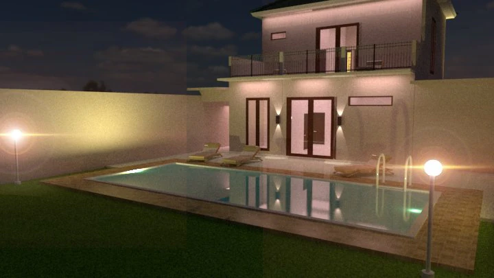 Modern Villa 3D Model .c4d .max .obj .3ds .fbx .stl .blend 