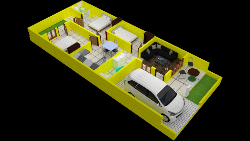 House Plan 3D Model .c4d .max .obj .3ds .fbx .stl .blend