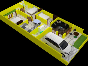 Denah rumah Model 3D