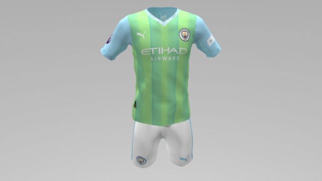 Manchester City 2023 2024 T-shirt Sportwear Modelo 3D .c4d .max .obj .3ds .fbx .stl .blend 