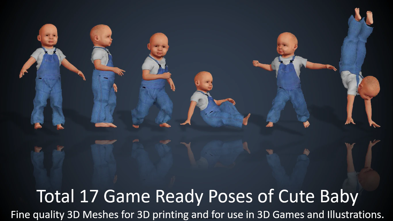 fully clothed cute baby - mixed reality ready 3D Model .c4d .max .obj .3ds .fbx .stl .blend 