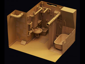 Zootopia - Nicks 욕실 환경 3D 모델