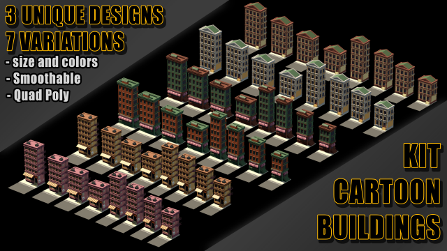 KITBASH buildings - s Model 3D .c4d .max .obj .3ds .fbx .stl .blend 