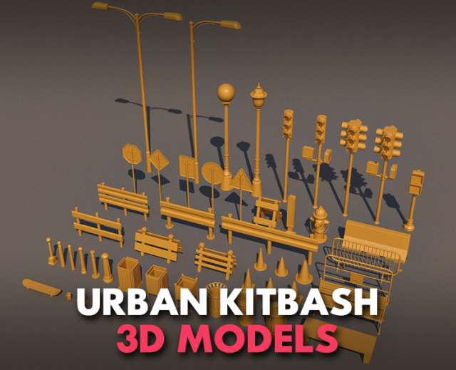 URBAN KITBASH - 3D MODELS 3D Модель .c4d .max .obj .3ds .fbx .stl .blend 