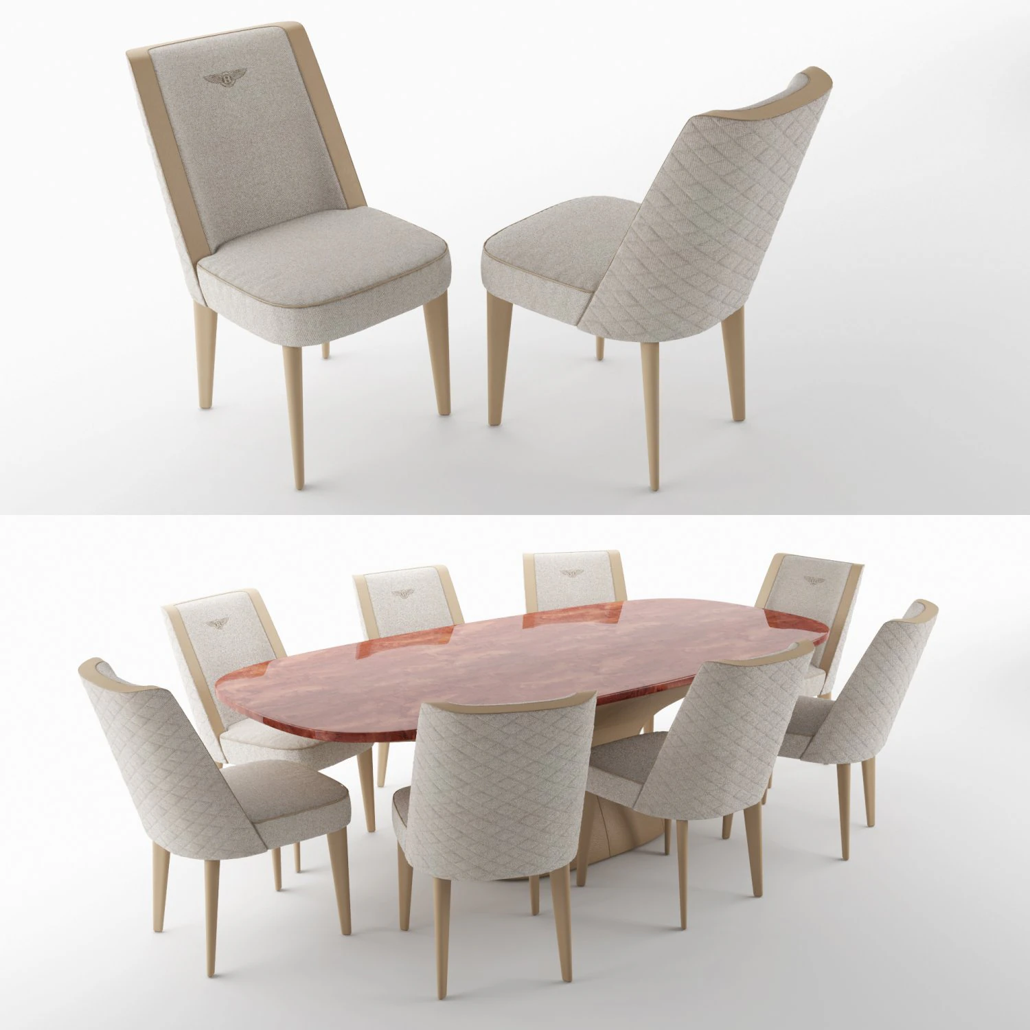 cadeira bentley home stamford e mesa alston Modelo 3D .c4d .max .obj .3ds .fbx .stl .blend 
