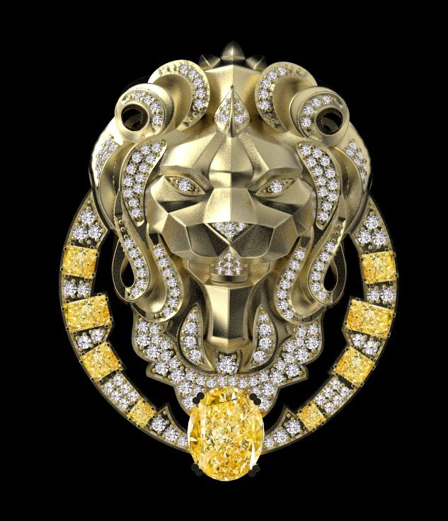 Lion brooch 3D Model .c4d .max .obj .3ds .fbx .stl .blend 