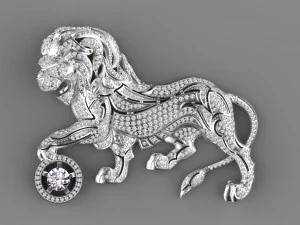 Lion brooch 3D Print Model
