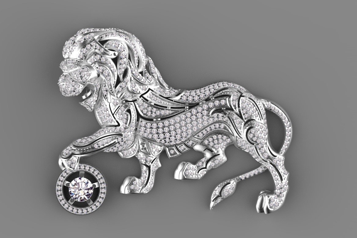 lion chanel 3D Print Model in Brooches 3DExport