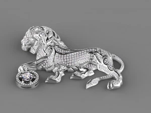 Lion brooch 3D Print Model