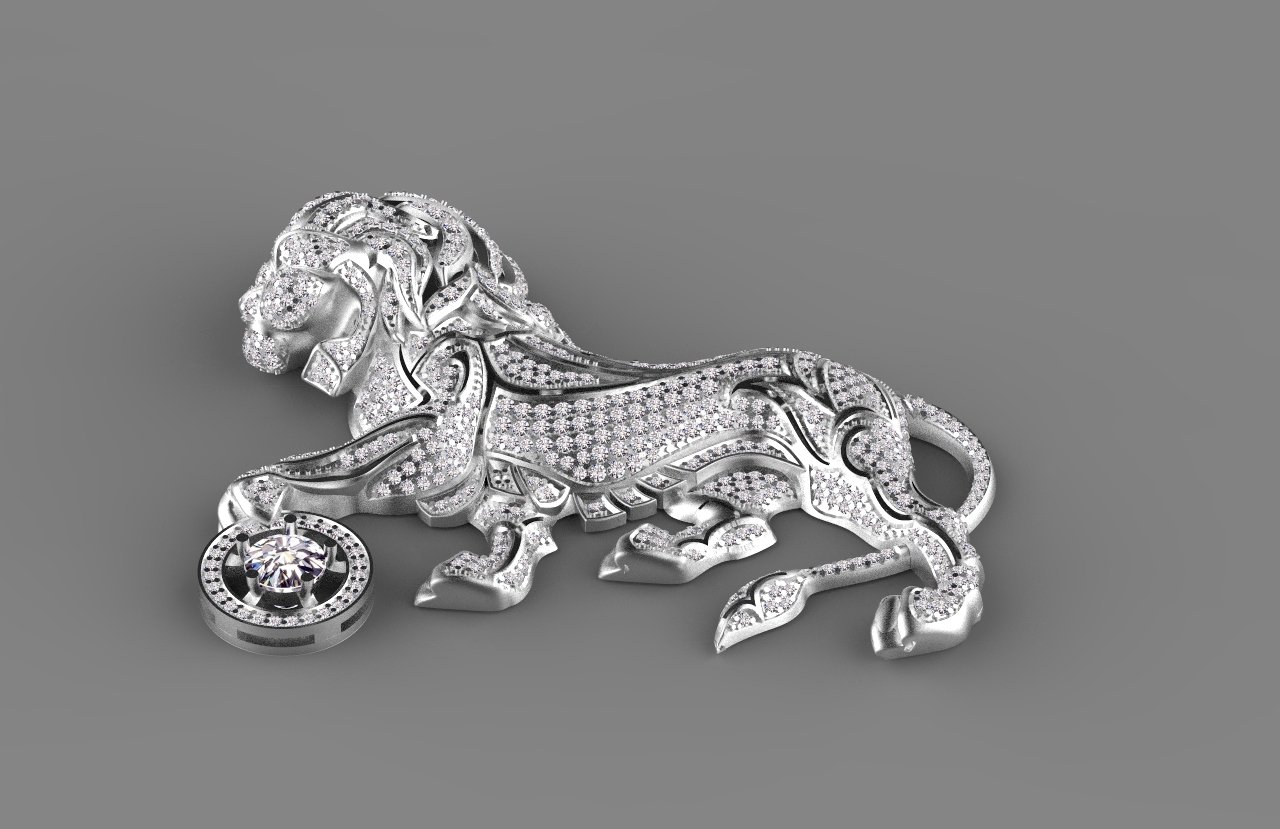 lion chanel 3D Print Model in Brooches 3DExport