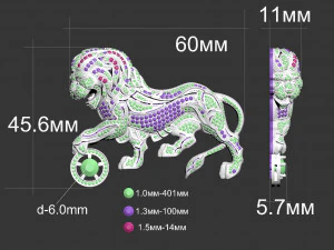 Lion brooch 3D Print Model