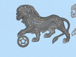 Lion brooch 3D Print Model