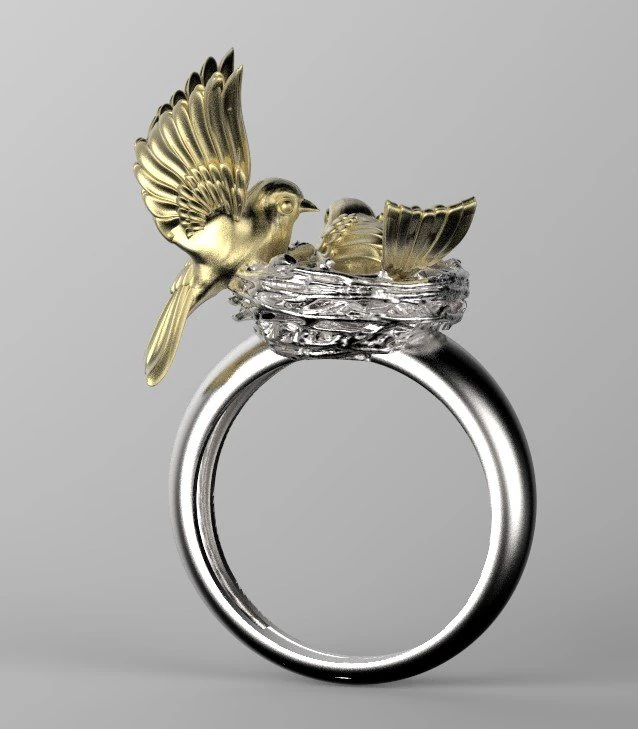 birds in the nest ring 3D Print Model .c4d .max .obj .3ds .fbx .stl .blend 