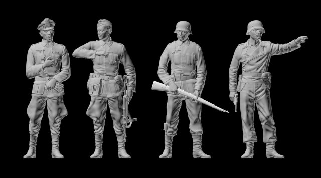 german soldiers and german officer 3D Принт Модель .c4d .max .obj .3ds .fbx .stl .blend 