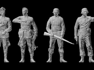 german soldiers and german officer 3D Print Model