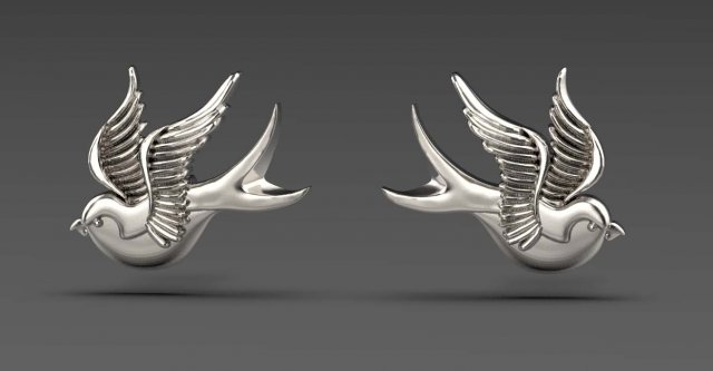 sparrow earrings 3D 打印模型 .c4d .max .obj .3ds .fbx .stl .blend 