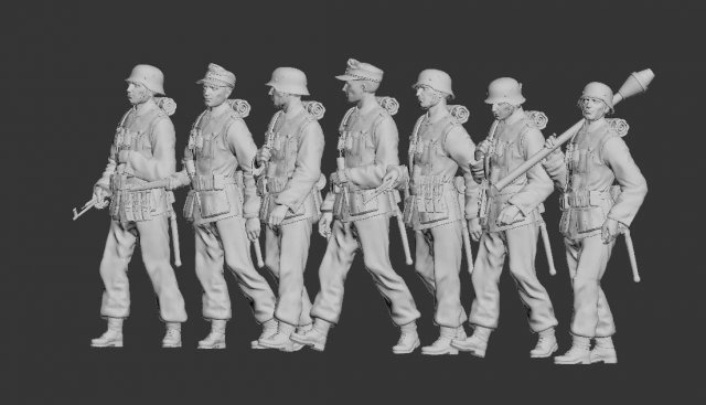 german soldiers Model 3D .c4d .max .obj .3ds .fbx .stl .blend 