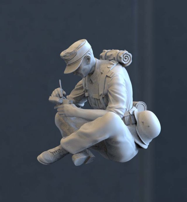 german soldier 3Dプリントモデル .c4d .max .obj .3ds .fbx .stl .blend