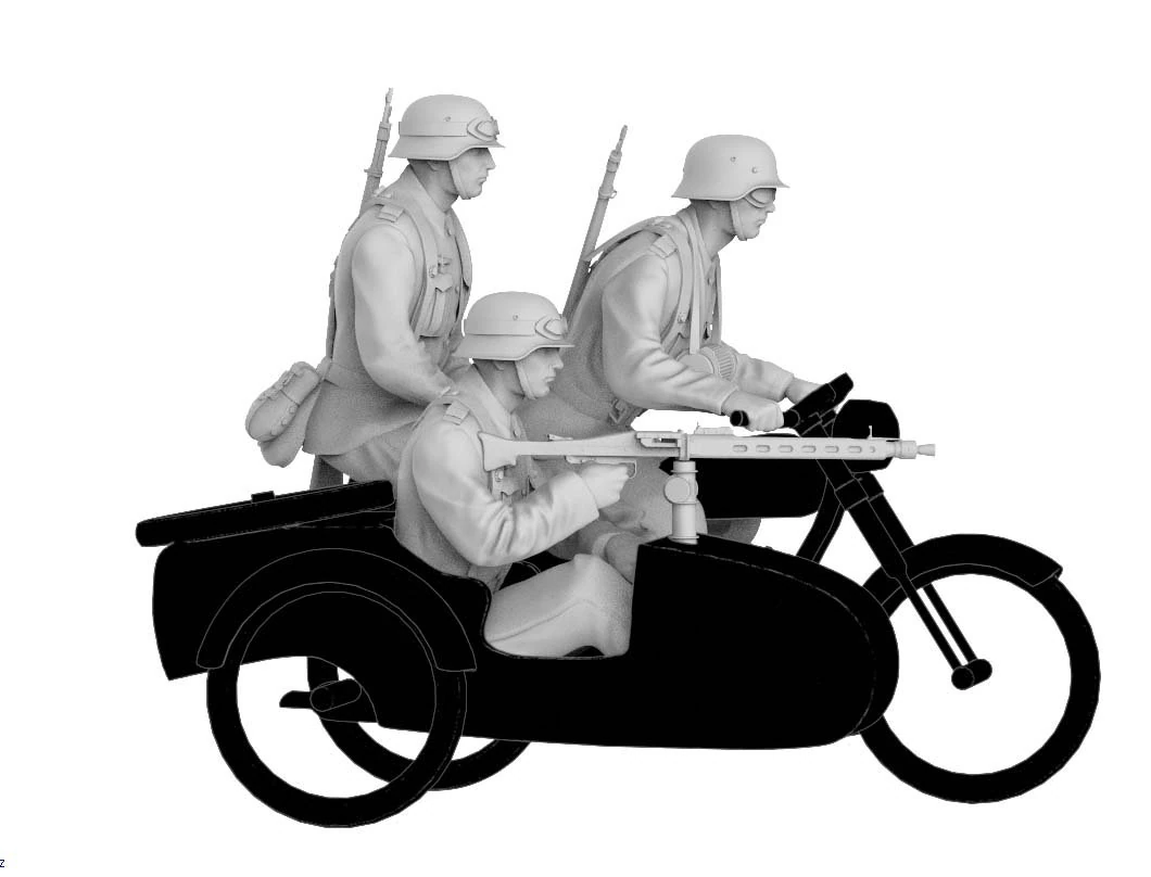German motorcycle team 3D Print Model .c4d .max .obj .3ds .fbx .stl .blend 