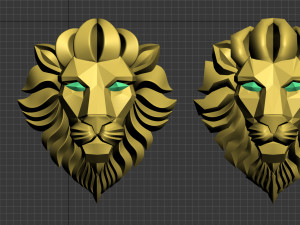 lion head low-poly Modelo 3D