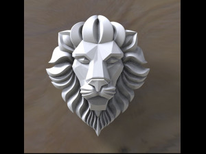 lion head low-poly Modelo 3D