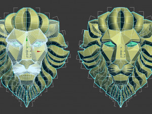 lion head low-poly Modelo 3D