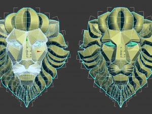 lion head low-poly 3D Model