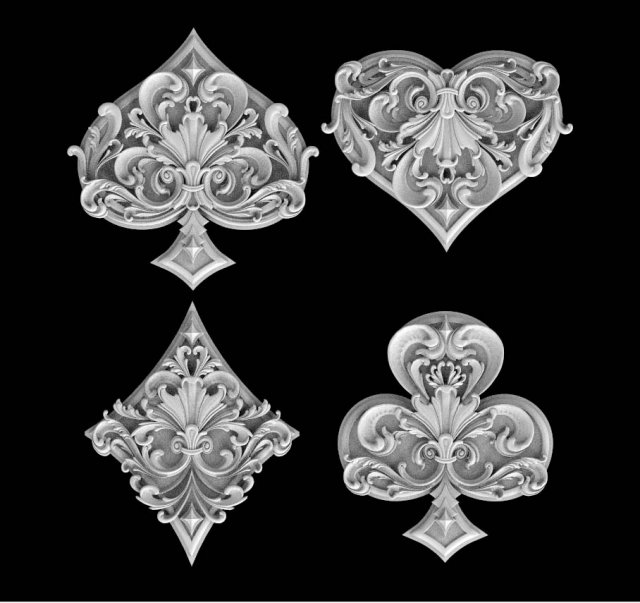 spades clubs hearts diamonds 3D Print Model .c4d .max .obj .3ds .fbx .stl .blend 