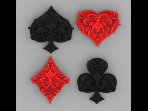 Espadas tr&eacute;boles corazones diamantes Modelo de impresión 3D