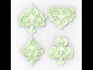 Espadas tr&eacute;boles corazones diamantes Modelo de impresión 3D