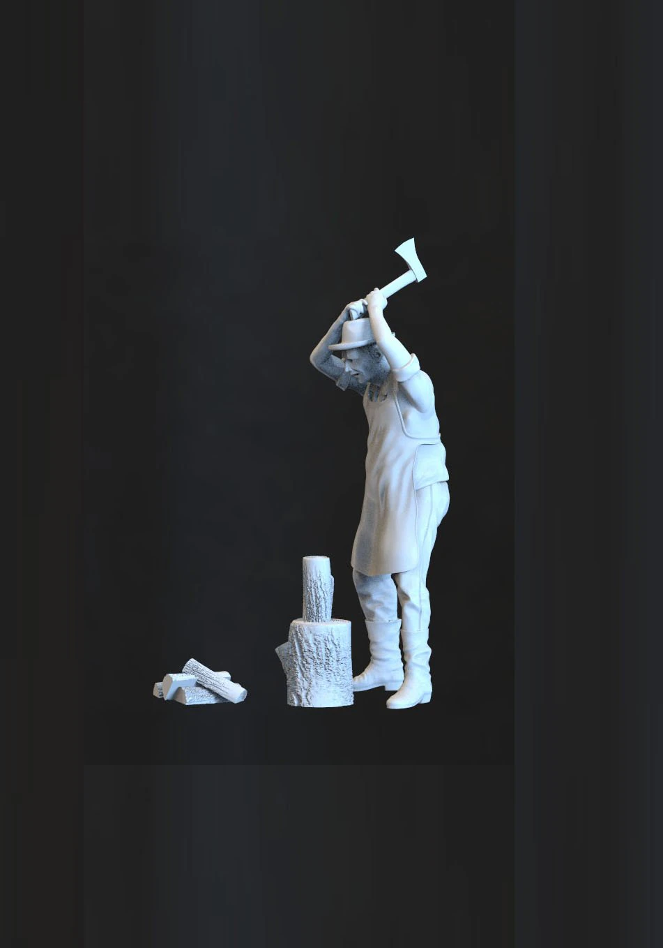 woodcutter 3D Print Model .c4d .max .obj .3ds .fbx .stl .blend 