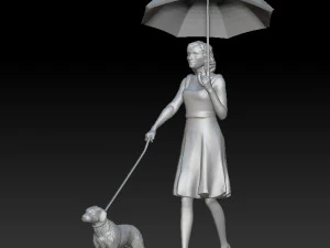 girl with a dog 3D Print Model