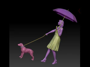 girl with a dog 3D Print Model