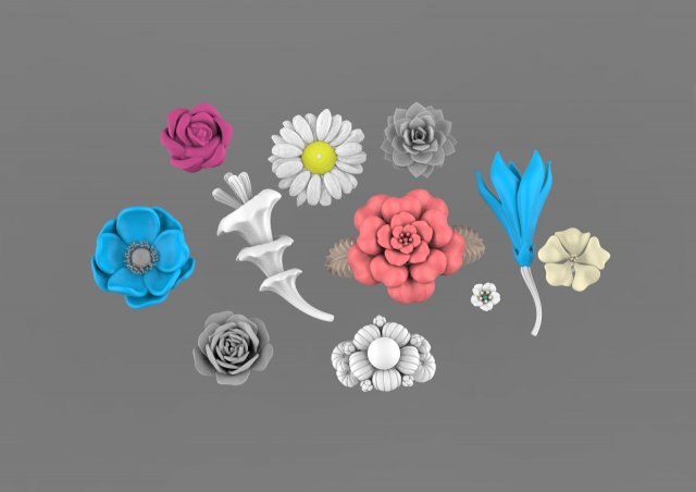 flowers 3D 打印模型 .c4d .max .obj .3ds .fbx .stl .blend 