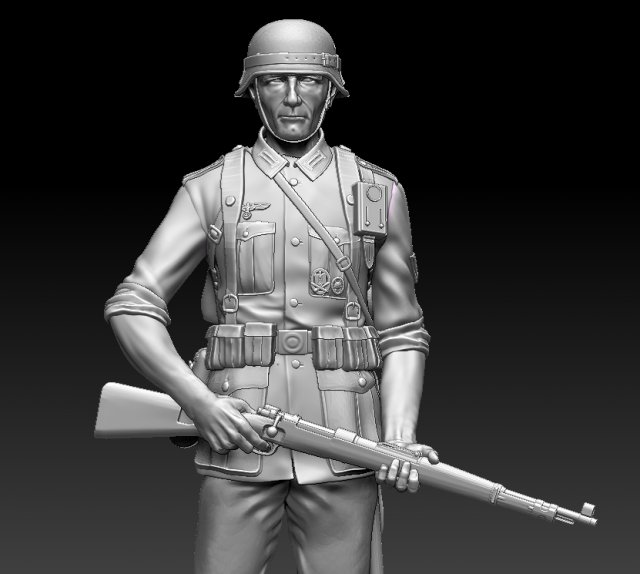 German soldier 3D 프린트 모델 .c4d .max .obj .3ds .fbx .stl .blend 
