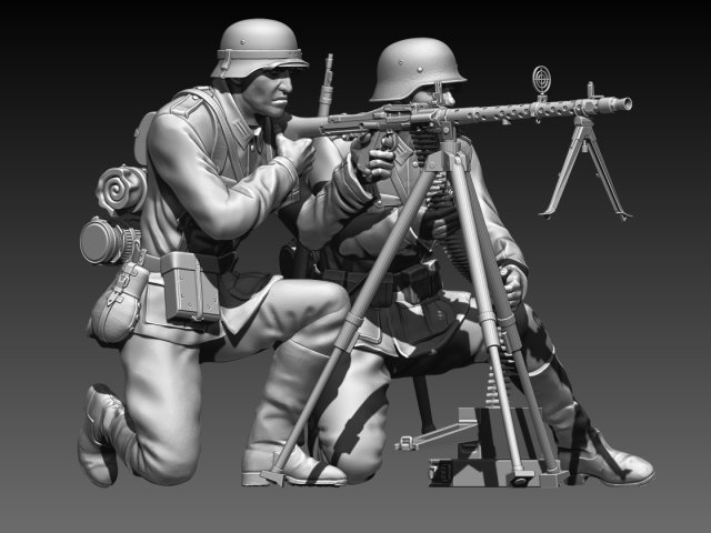 German soldiers 3Dプリントモデル .c4d .max .obj .3ds .fbx .stl .blend 