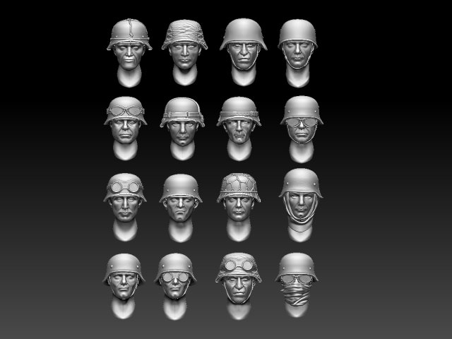 Heads helmets 3D Print Model .c4d .max .obj .3ds .fbx .stl .blend 