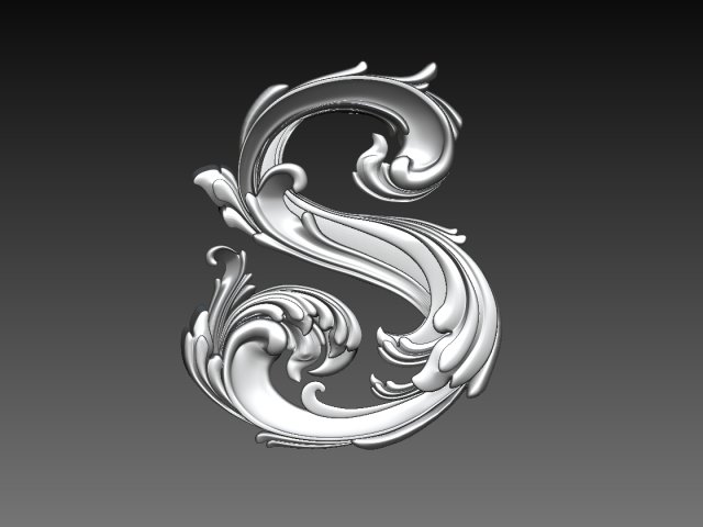 letter s ornament 3D-printmodel .c4d .max .obj .3ds .fbx .stl .blend 