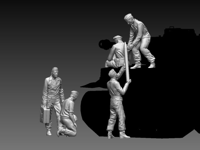 German tank crew Modèles 3D en vedette .c4d .max .obj .3ds .fbx .stl .blend 