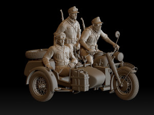 german motorcycle crew ww2 3D 打印模型