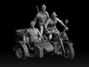german motorcycle crew ww2 3D 打印模型